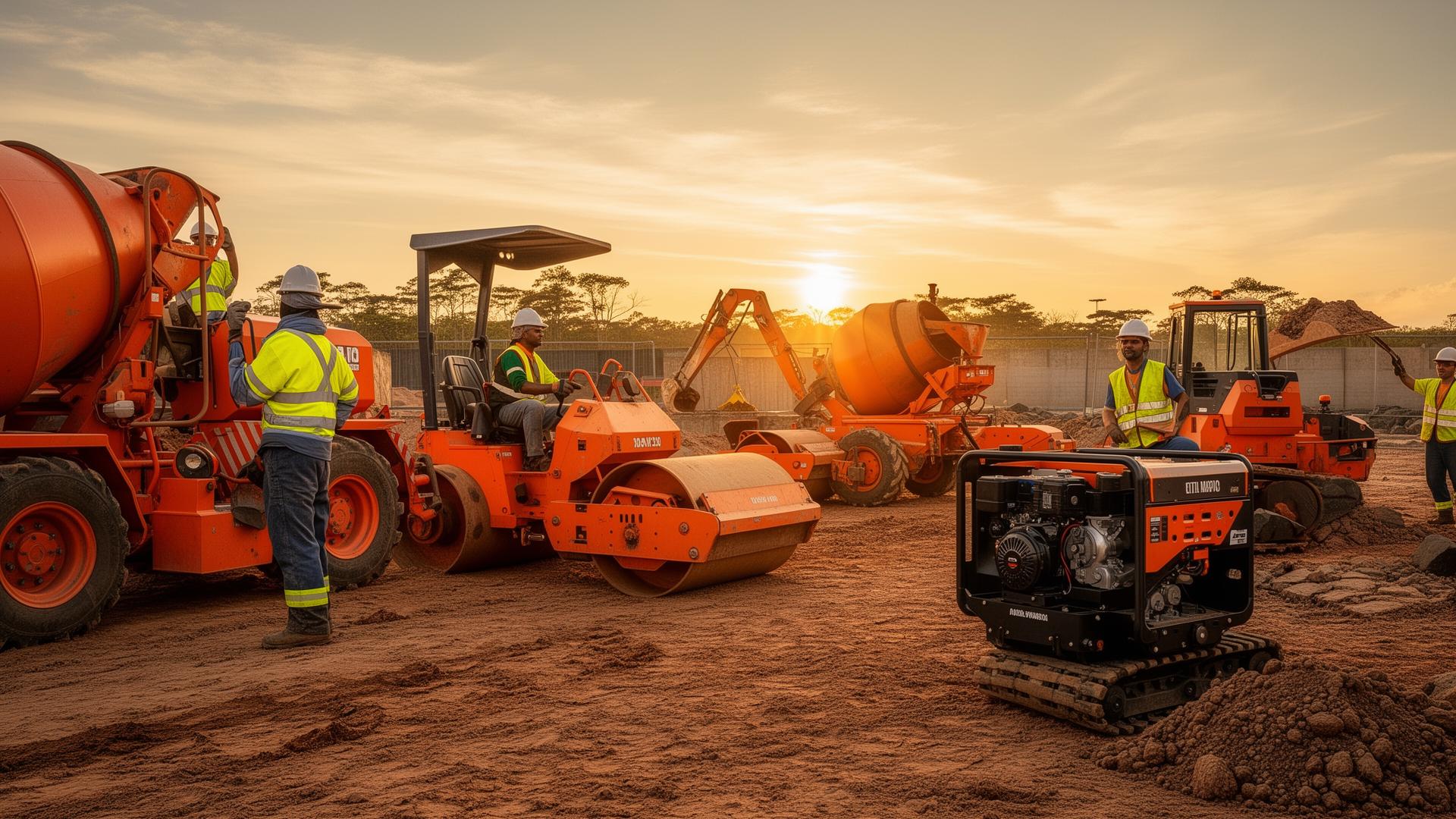 Equipamentos de construção da Amigão Locações em obra em Rondonópolis